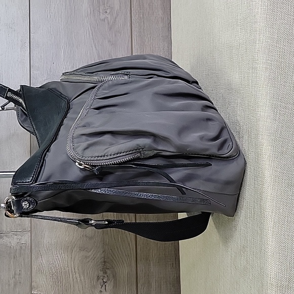 MZ Wallace Gray and Black Nylon Leather Crossbody Shoulder Bag - Picture 3 of 14